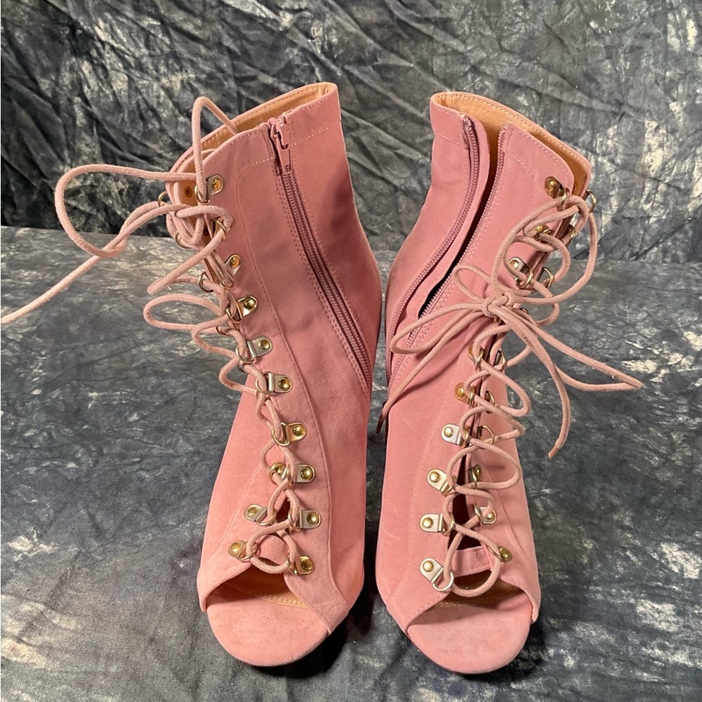 Olivia blush heel boots